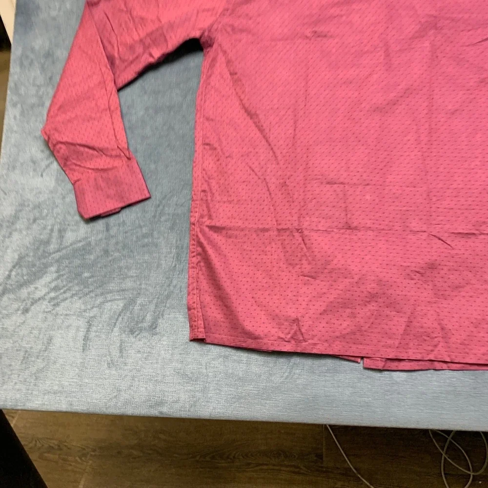 Cobb Italy Dress Shirt Mens 15.5 Pink Geometric Chest Pocket Long Sleeve Formal
